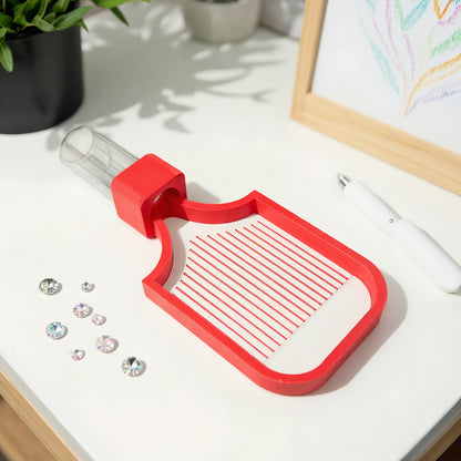 Diamond Art Painting Bead Sorting Tray with Jar for Diamond Art Beads (Red)