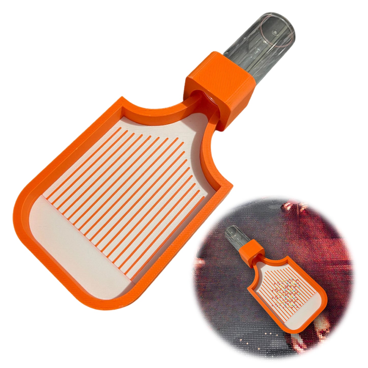 Diamond Art Painting Bead Sorting Tray with Jar for Diamond Art Beads (Orange)