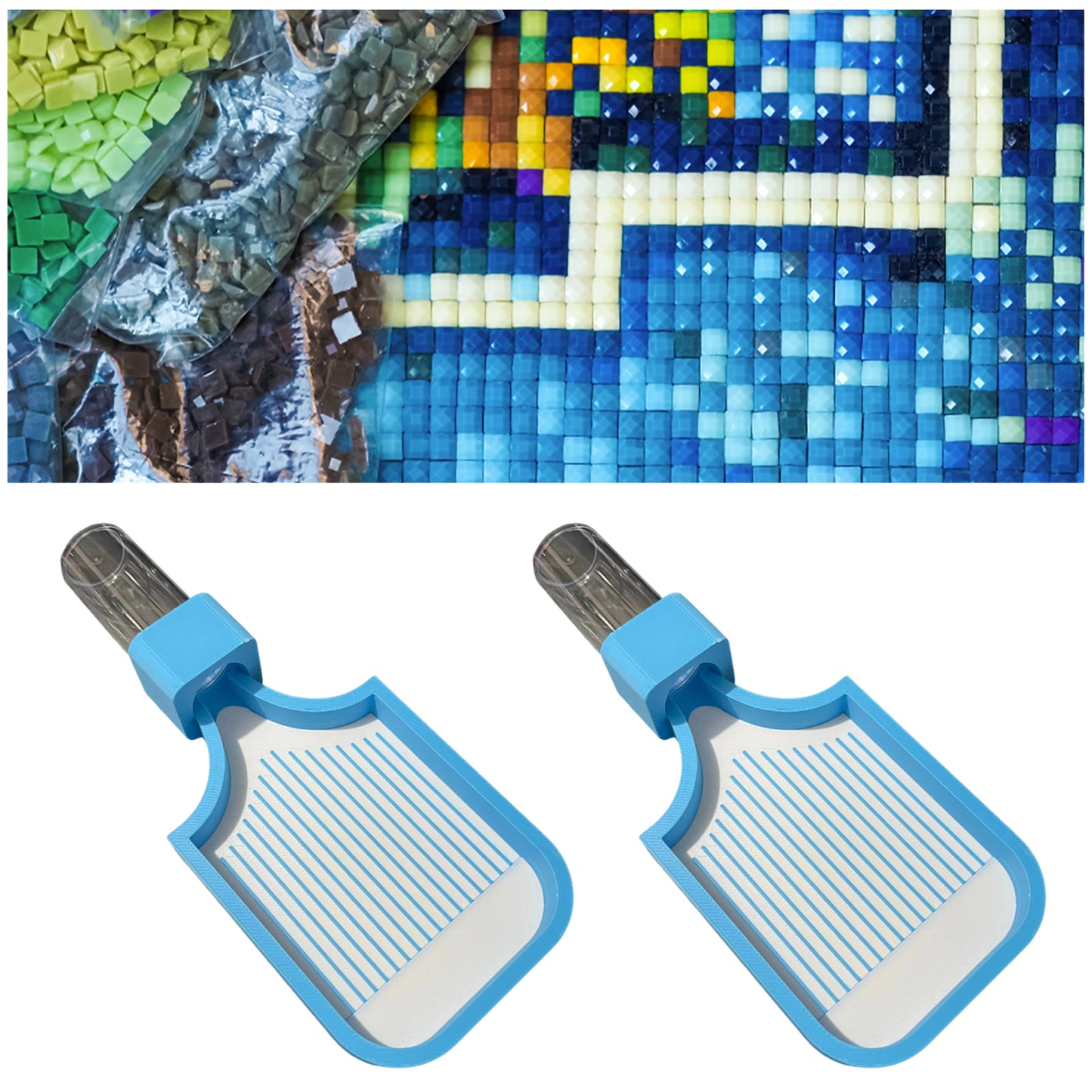 Diamond Art Painting Bead Sorting Tray with Jar for Diamond Art Beads (Blue)