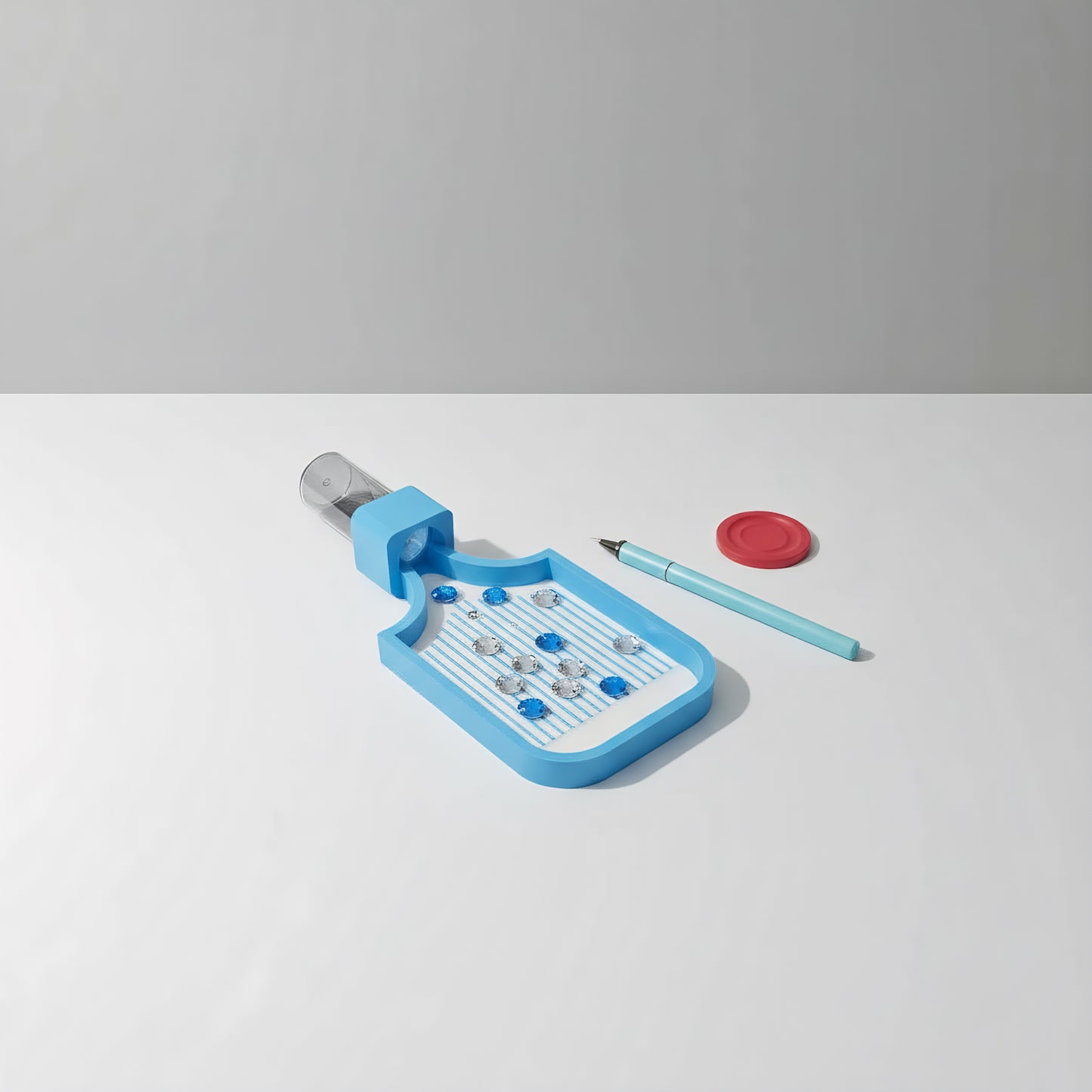 Diamond Art Painting Bead Sorting Tray with Jar for Diamond Art Beads (Blue)