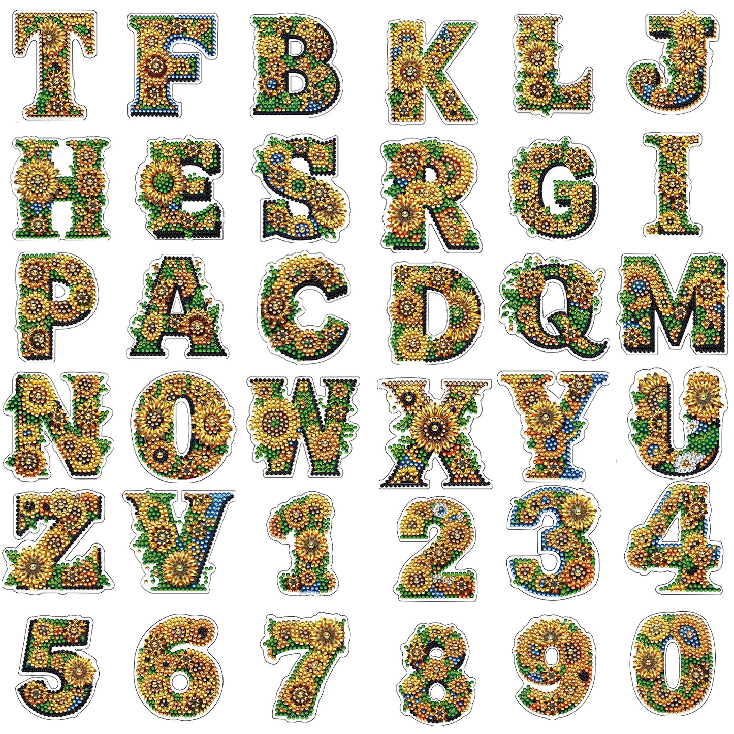 36Pcs Alphanumeric 2D Acrylic DIY Diamond Painting Magnet Special-Shaped Diamond