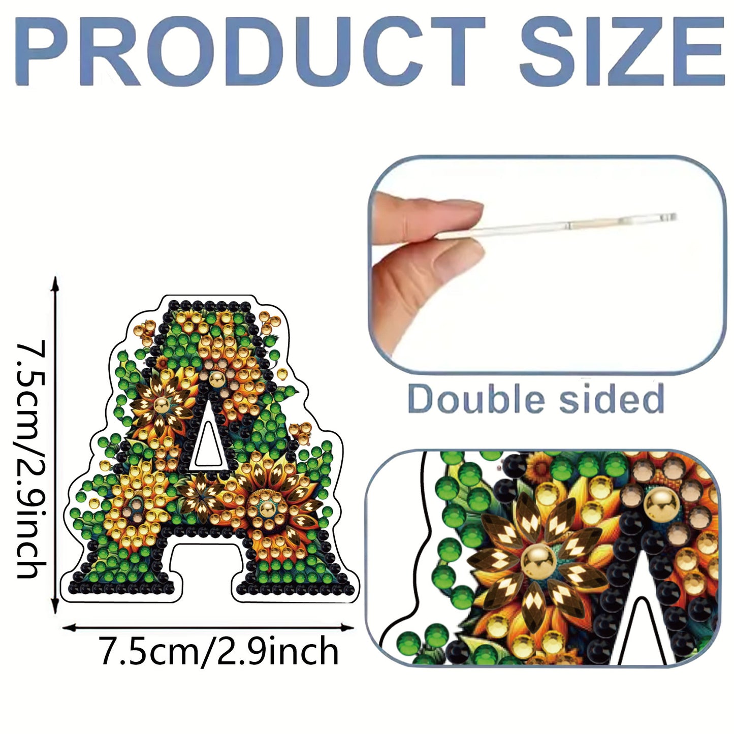 36Pcs Alphanumeric 2D Acrylic DIY Diamond Painting Magnet Special-Shaped Diamond