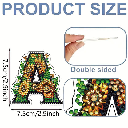 36Pcs Alphanumeric 2D Acrylic DIY Diamond Painting Magnet Special-Shaped Diamond