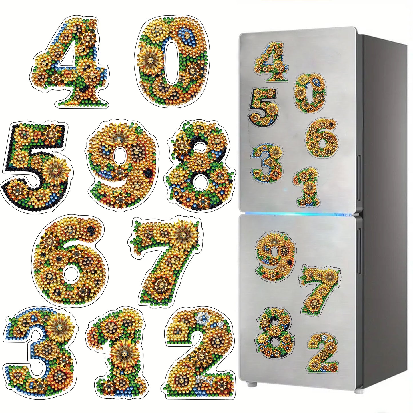 36Pcs Alphanumeric 2D Acrylic DIY Diamond Painting Magnet Special-Shaped Diamond