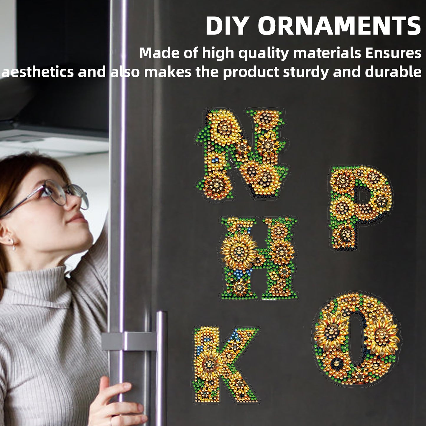 36Pcs Alphanumeric 2D Acrylic DIY Diamond Painting Magnet Special-Shaped Diamond