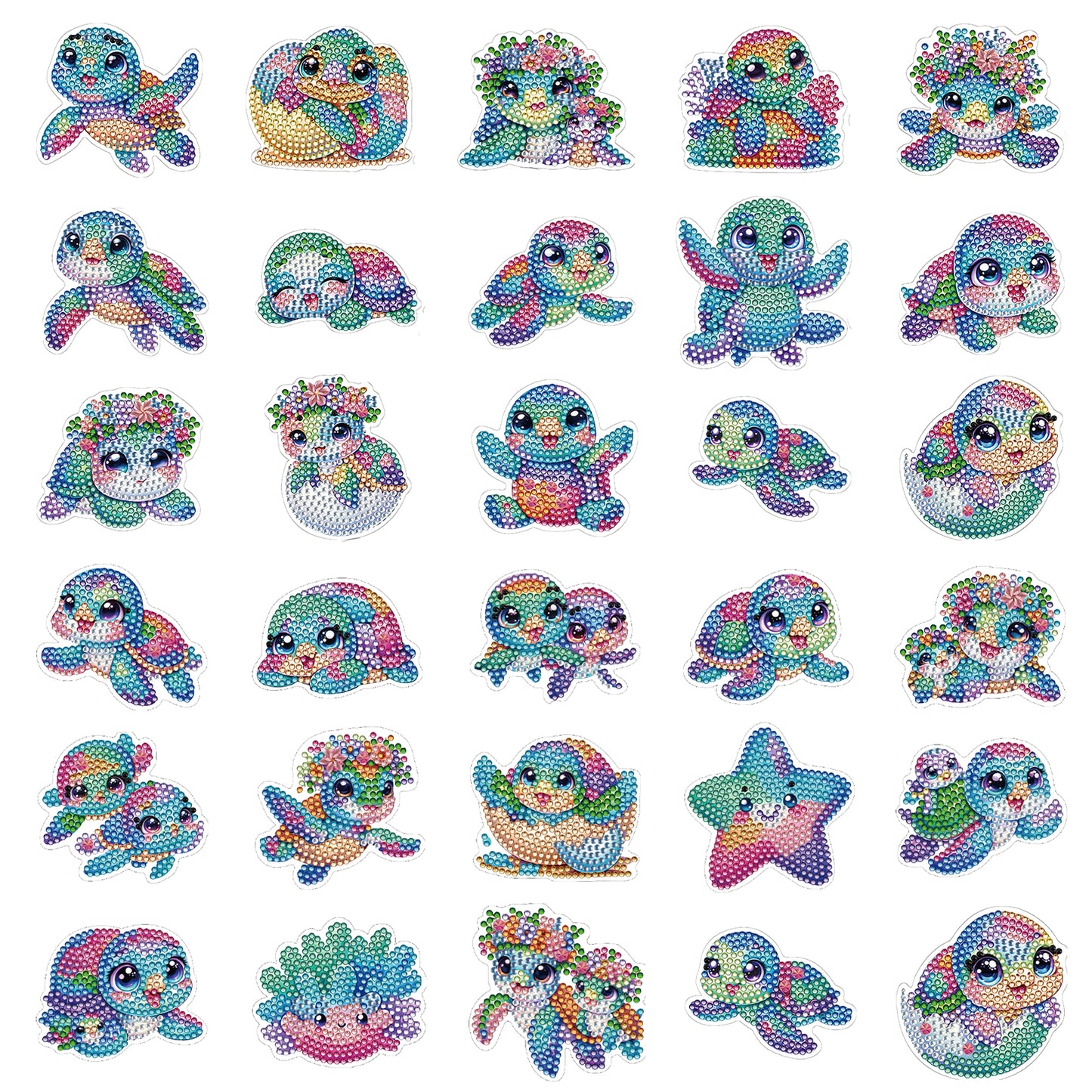 30Pcs Turtle 2D Acrylic DIY Diamond Painting Magnets Special-Shaped Diamond Home