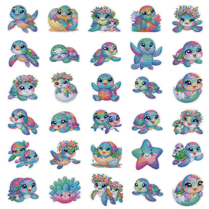 30Pcs Turtle 2D Acrylic DIY Diamond Painting Magnets Special-Shaped Diamond Home