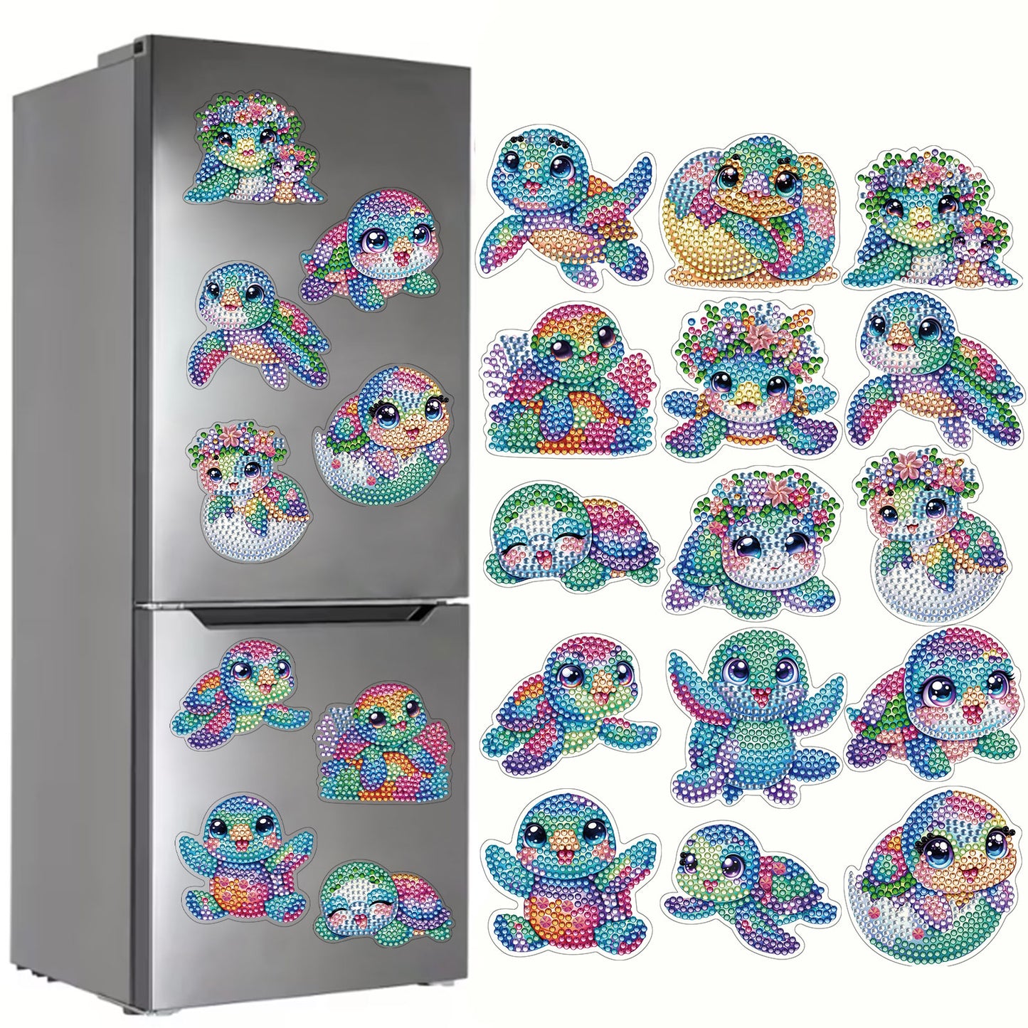 30Pcs Turtle 2D Acrylic DIY Diamond Painting Magnets Special-Shaped Diamond Home