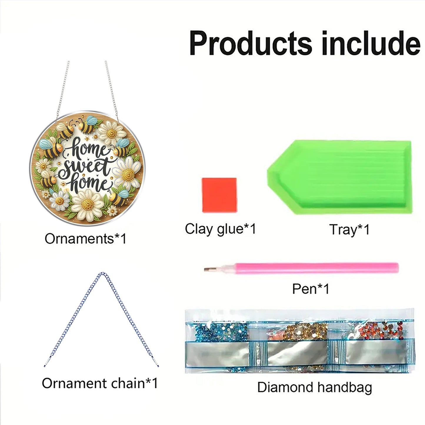 Sweet Home 2D Flat DIY Acrylic Diamond Art Pendant Craft Kit for Home Wall Decor