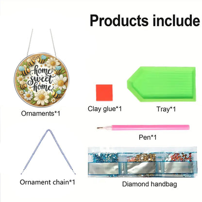 Sweet Home 2D Flat DIY Acrylic Diamond Art Pendant Craft Kit for Home Wall Decor