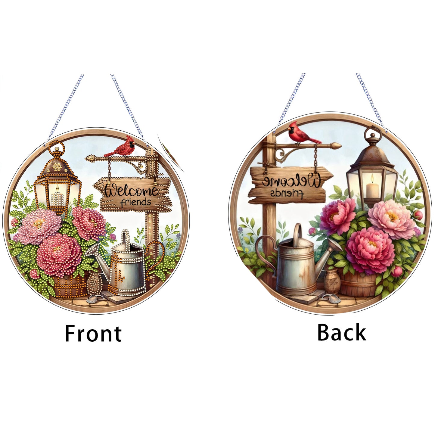 Garden 2D Flat DIY Acrylic Diamond Art Pendant Craft Kit for Home Wall Decor