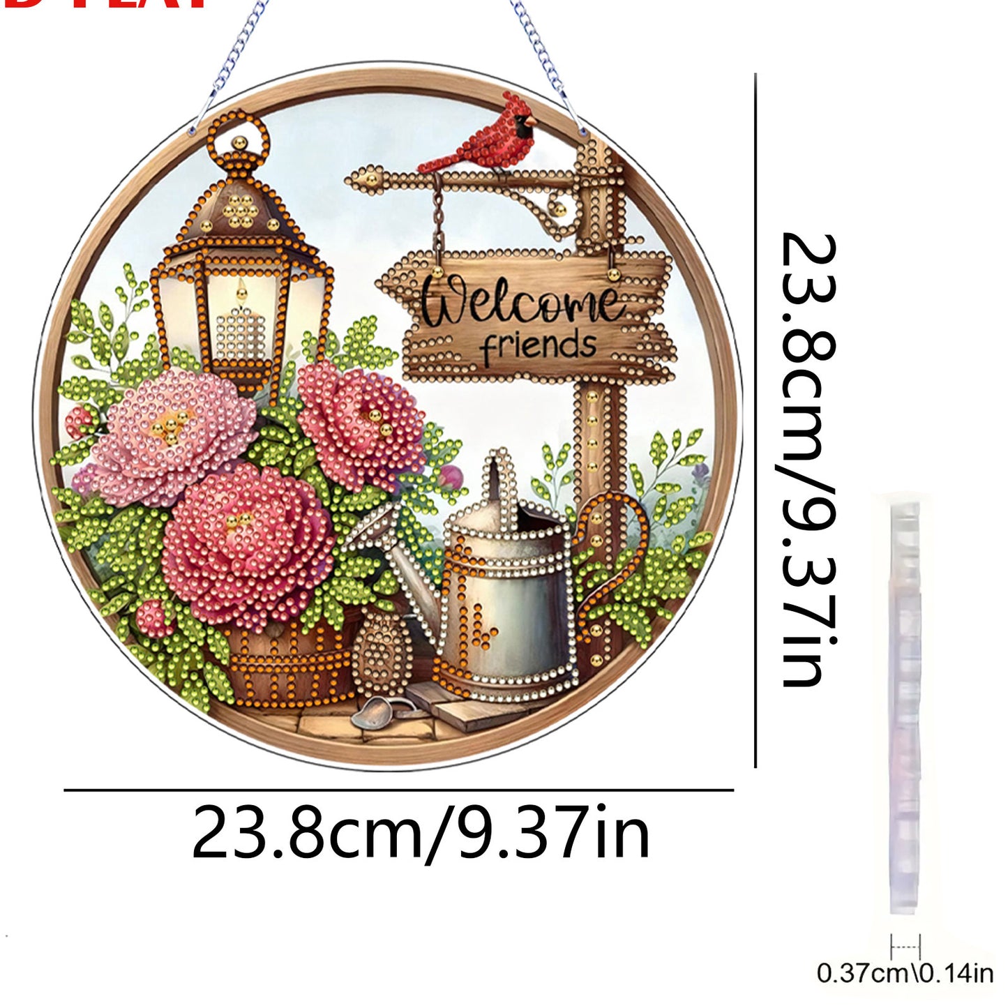 Garden 2D Flat DIY Acrylic Diamond Art Pendant Craft Kit for Home Wall Decor