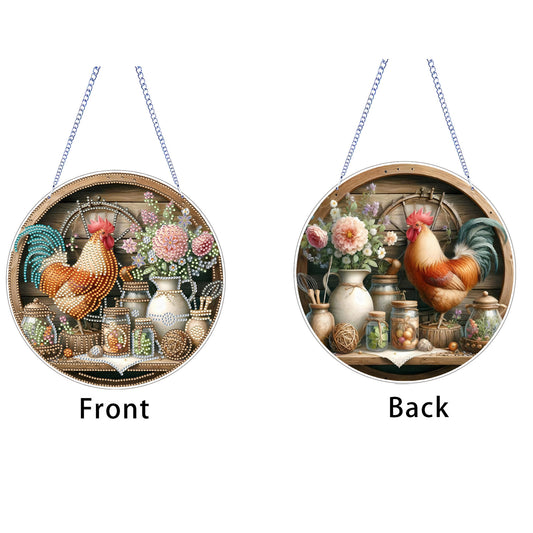 Rooster 2D Flat DIY Acrylic Diamond Art Pendant Craft Kit for Home Wall Decor