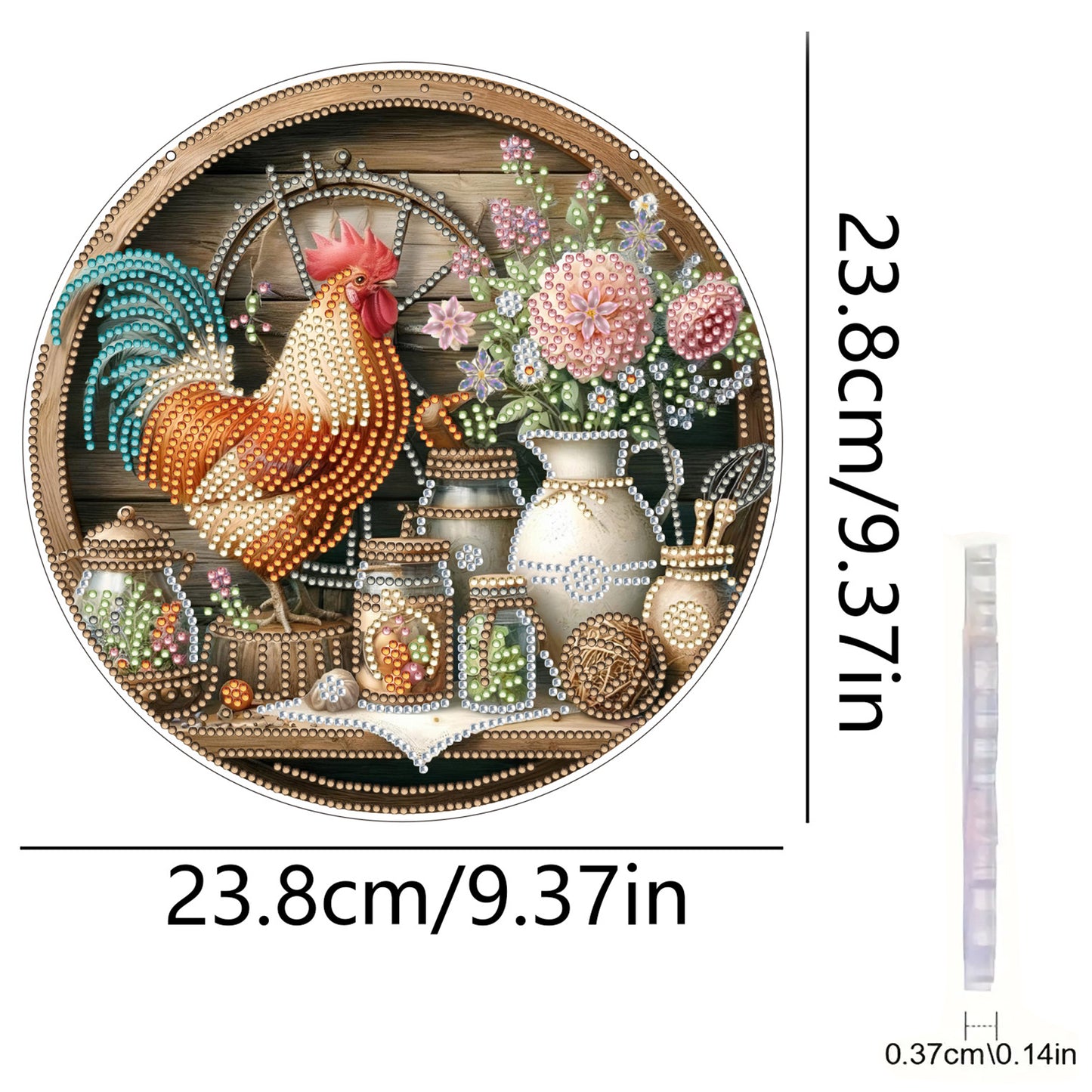 Rooster 2D Flat DIY Acrylic Diamond Art Pendant Craft Kit for Home Wall Decor