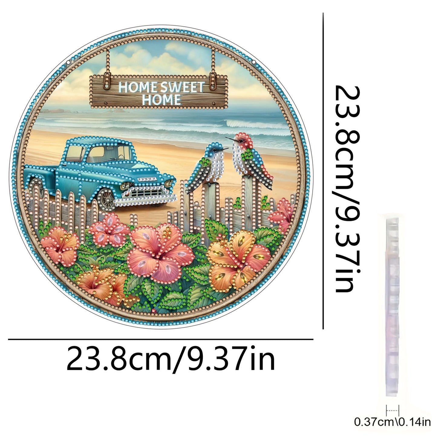 Car 2D Flat DIY Acrylic Diamond Art Pendant Craft Kit for Home Wall Decoration