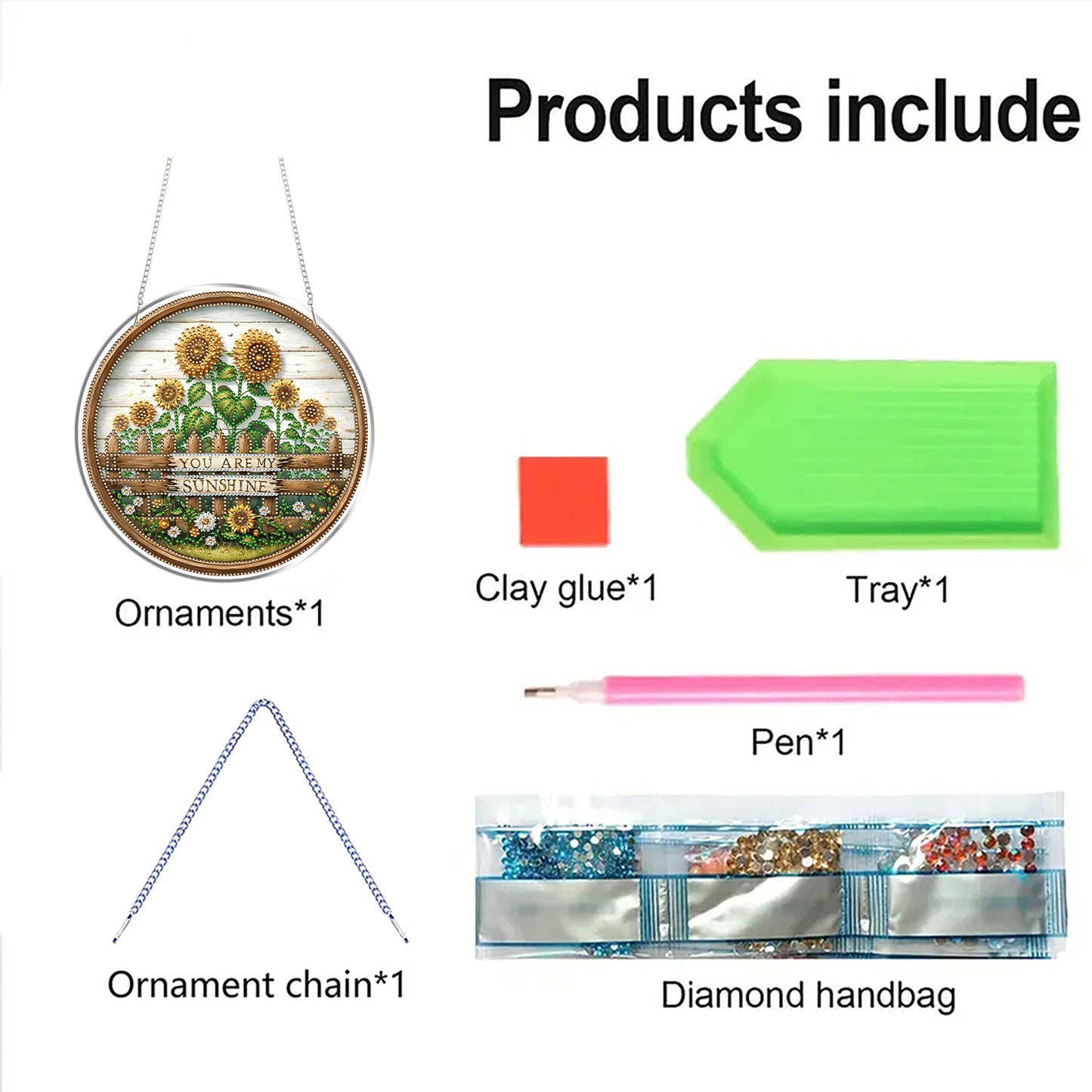 Sunflower 2D Flat DIY Acrylic Diamond Art Pendant Craft Kit for Home Wall Decor