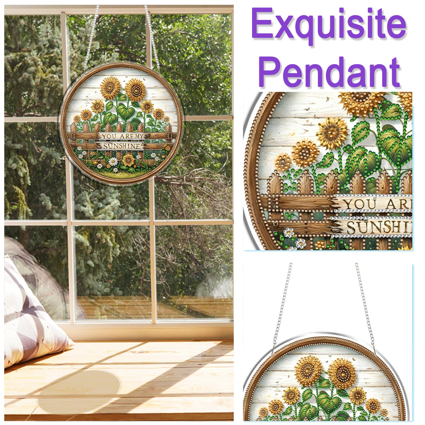 Sunflower 2D Flat DIY Acrylic Diamond Art Pendant Craft Kit for Home Wall Decor