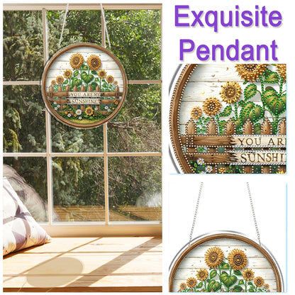 Sunflower 2D Flat DIY Acrylic Diamond Art Pendant Craft Kit for Home Wall Decor