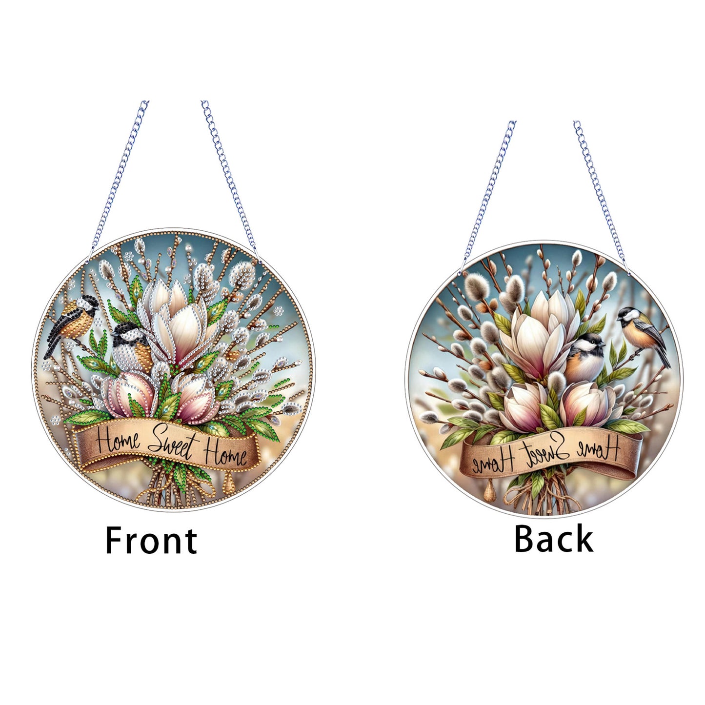 Garden Bird 2D Flat DIY Acrylic Diamond Art Pendant Craft for Home Wall Decor