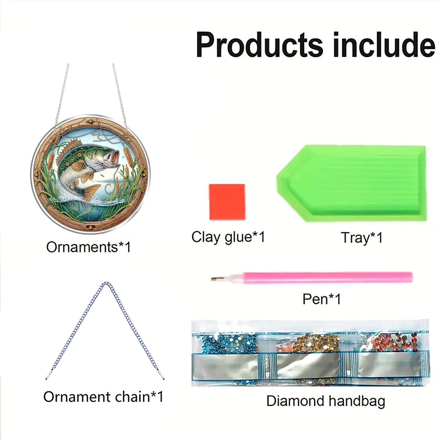 Fish 2D Flat DIY Acrylic Diamond Art Pendant Craft Kit for Home Wall Decoration