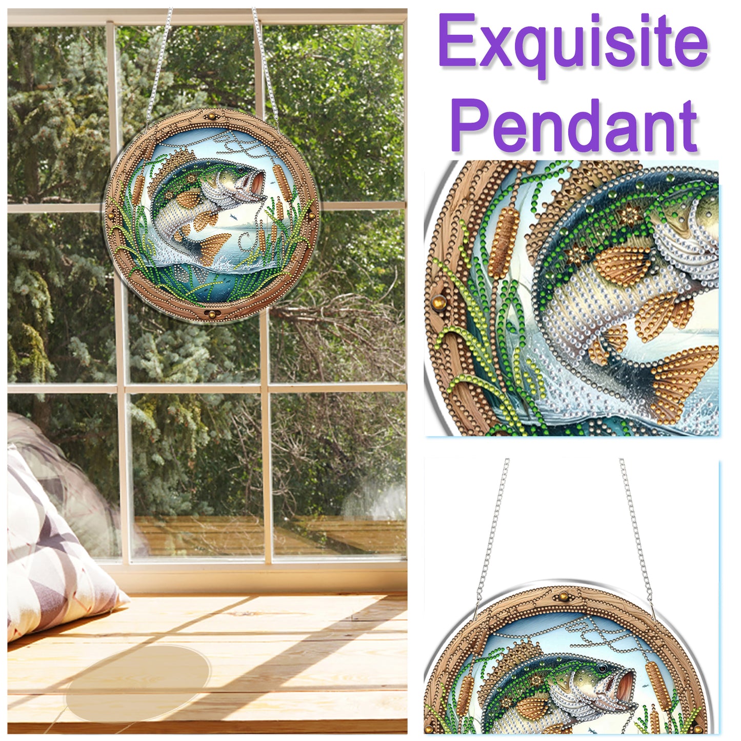 Fish 2D Flat DIY Acrylic Diamond Art Pendant Craft Kit for Home Wall Decoration