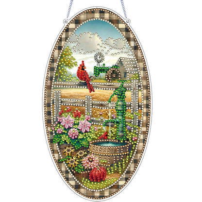 Cardinal 2D Flat DIY Acrylic Diamond Art Pendant Craft Kit for Home Wall Decor