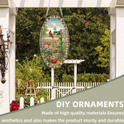 Cardinal 2D Flat DIY Acrylic Diamond Art Pendant Craft Kit for Home Wall Decor