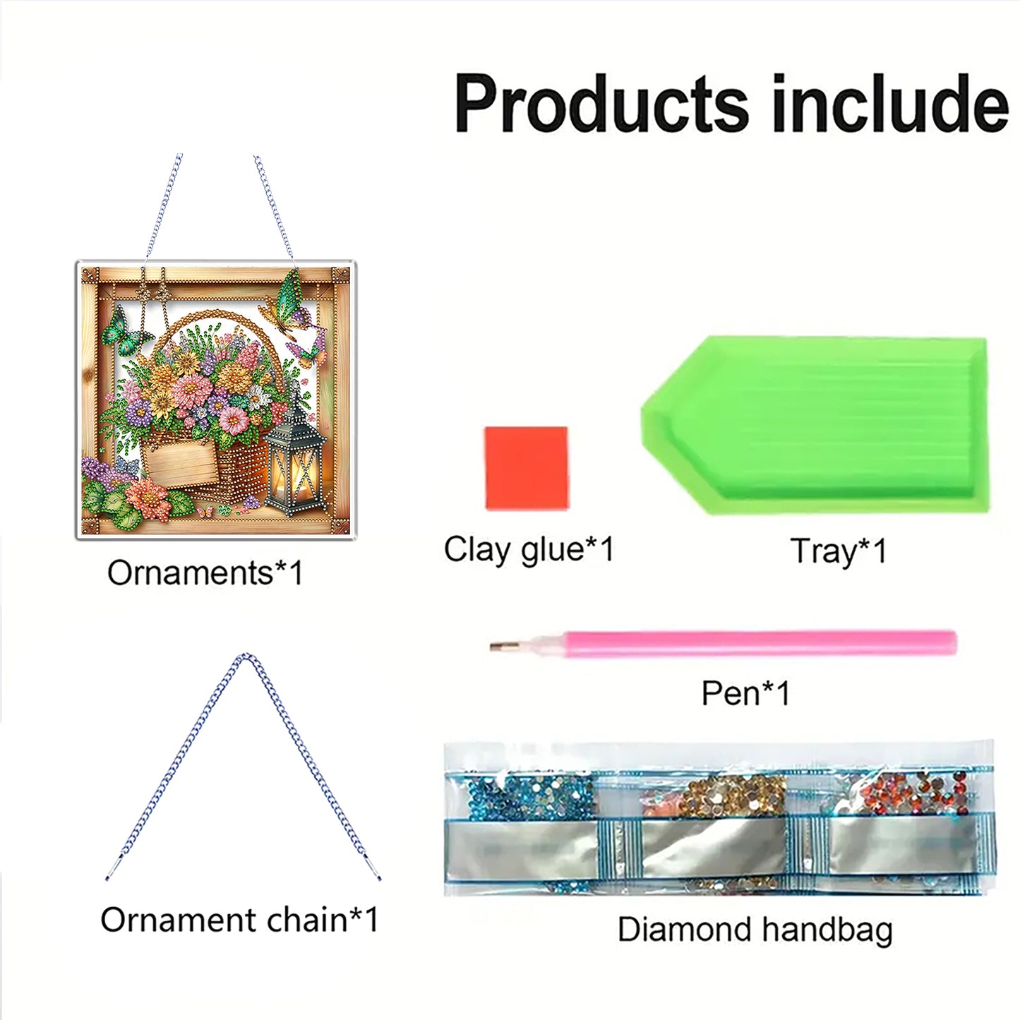 Flower Pot 2D Flat DIY Acrylic Diamond Art Pendant Craft Kit for Home Wall Decor