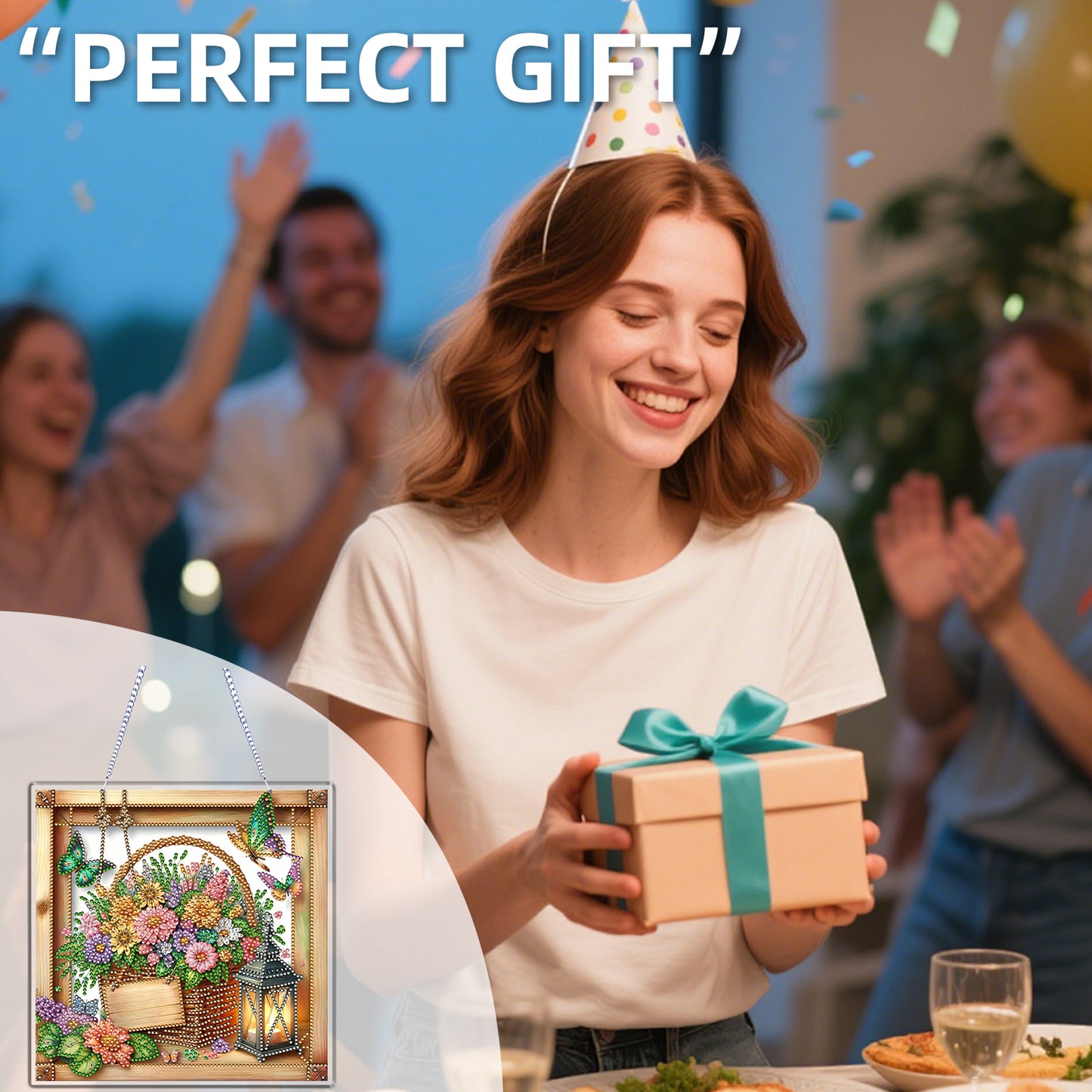 Flower Pot 2D Flat DIY Acrylic Diamond Art Pendant Craft Kit for Home Wall Decor