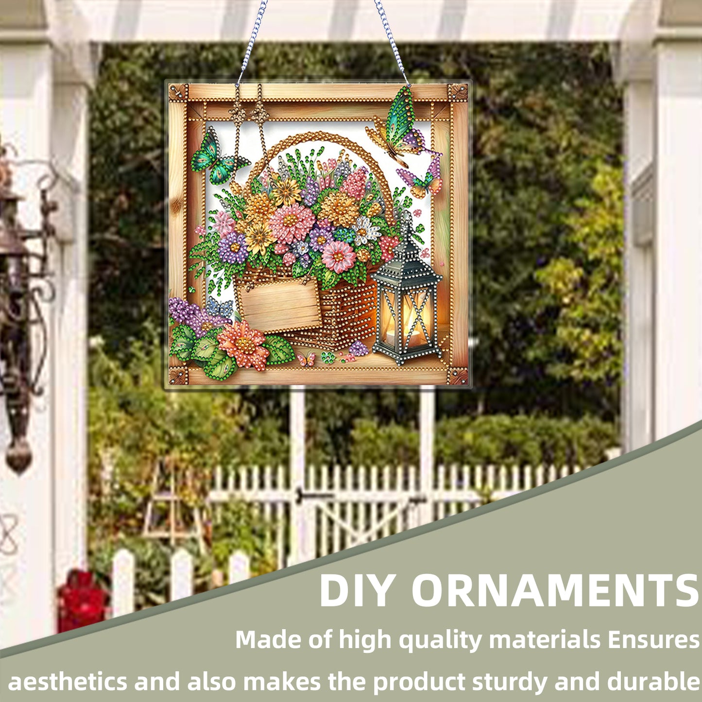 Flower Pot 2D Flat DIY Acrylic Diamond Art Pendant Craft Kit for Home Wall Decor