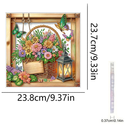 Flower Pot 2D Flat DIY Acrylic Diamond Art Pendant Craft Kit for Home Wall Decor