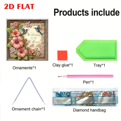 Hummingbird 2D Flat DIY Diamond Art Pendant for Adults Gift Home Window Decor
