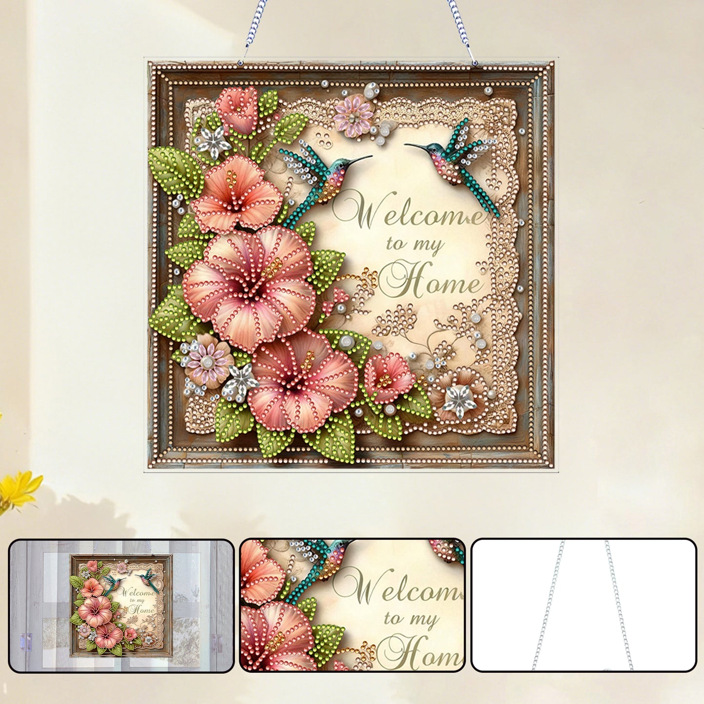 Hummingbird 2D Flat DIY Diamond Art Pendant for Adults Gift Home Window Decor