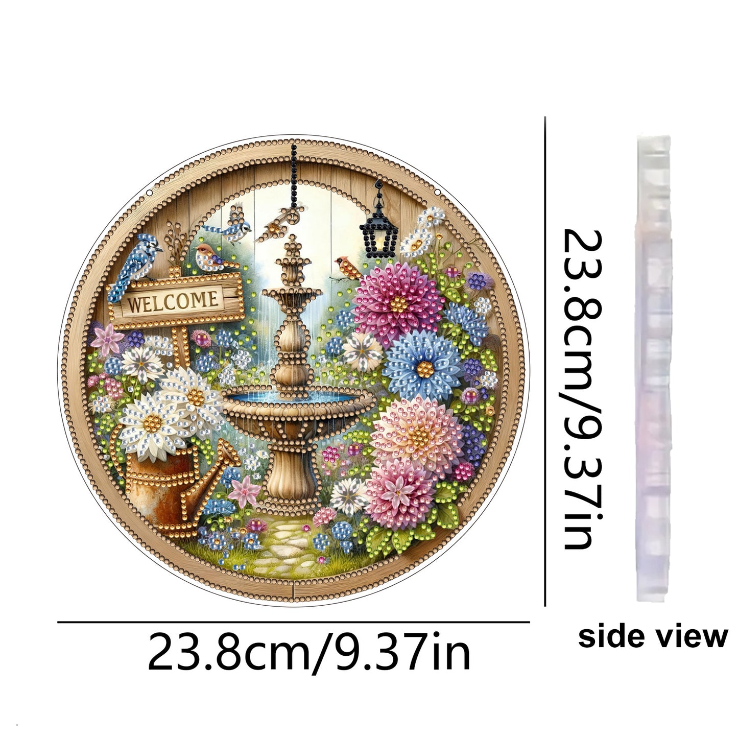 Fountain 2D Flat DIY Diamond Art Pendant for Adults Gift Home Wall Window Decor