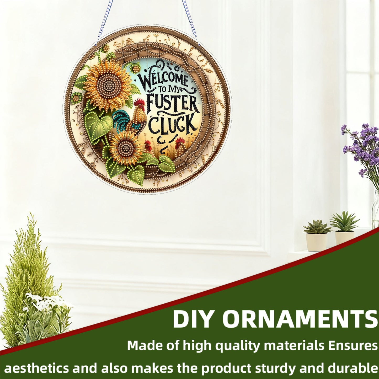 Sunflower 2D Flat DIY Diamond Art Pendant for Adults Gift Home Wall Window Decor