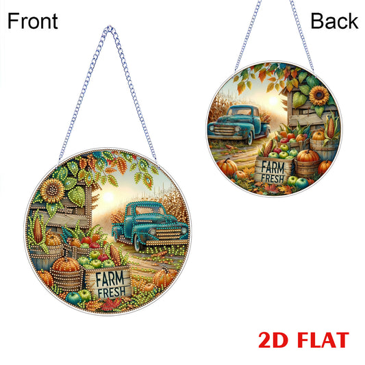 Car 2D Flat DIY Acrylic Diamond Art Pendant for Adults Gift Home Window Decor