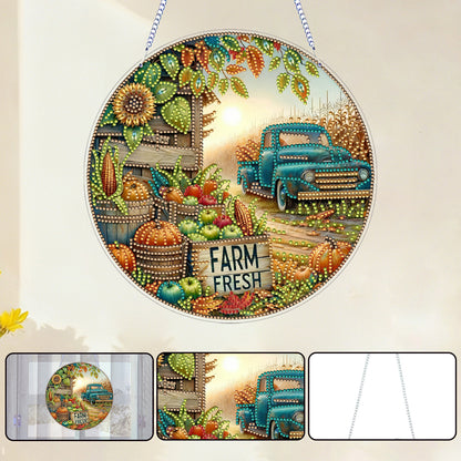 Car 2D Flat DIY Acrylic Diamond Art Pendant for Adults Gift Home Window Decor