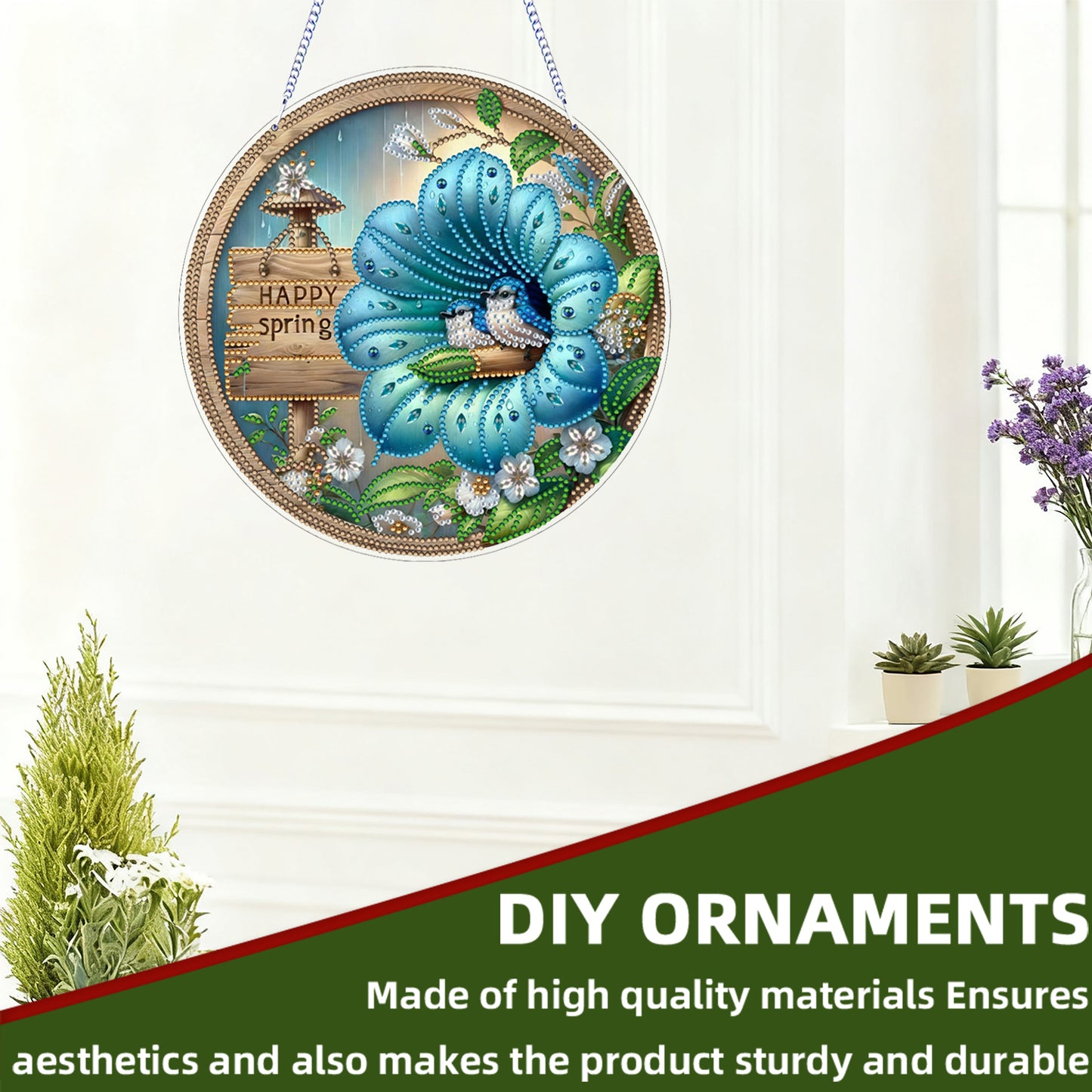 Bird 2D Flat DIY Acrylic Diamond Art Pendant for Adults Gift Home Window Decor