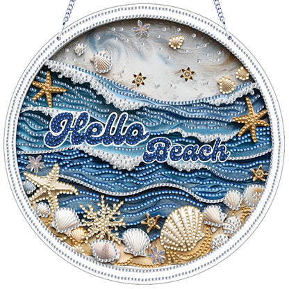 Waves 2D Flat DIY Acrylic Diamond Art Pendant for Adults Gift Home Window Decor