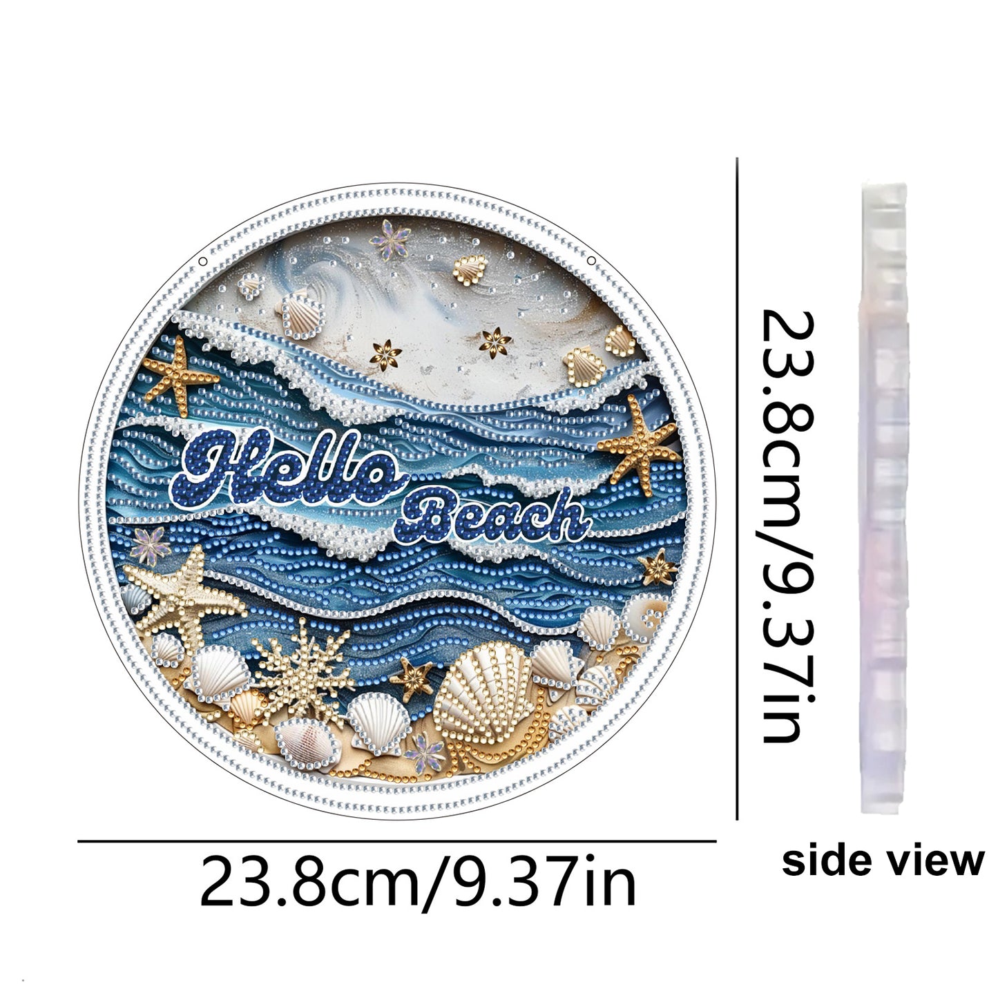 Waves 2D Flat DIY Acrylic Diamond Art Pendant for Adults Gift Home Window Decor