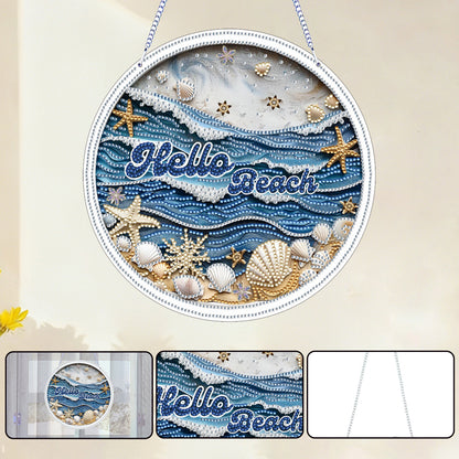 Waves 2D Flat DIY Acrylic Diamond Art Pendant for Adults Gift Home Window Decor