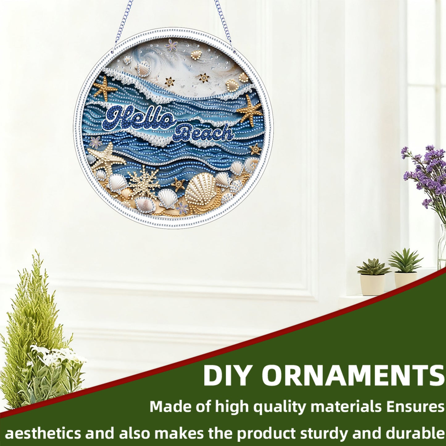 Waves 2D Flat DIY Acrylic Diamond Art Pendant for Adults Gift Home Window Decor