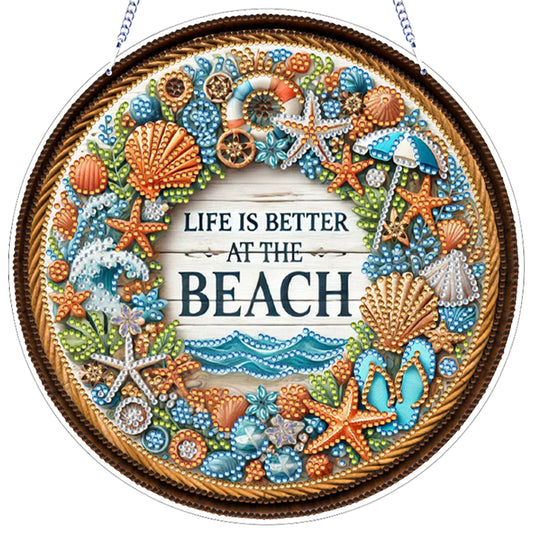 Seashell 2D Flat DIY Diamond Art Pendant for Adults Gift Home Window Wall Decor