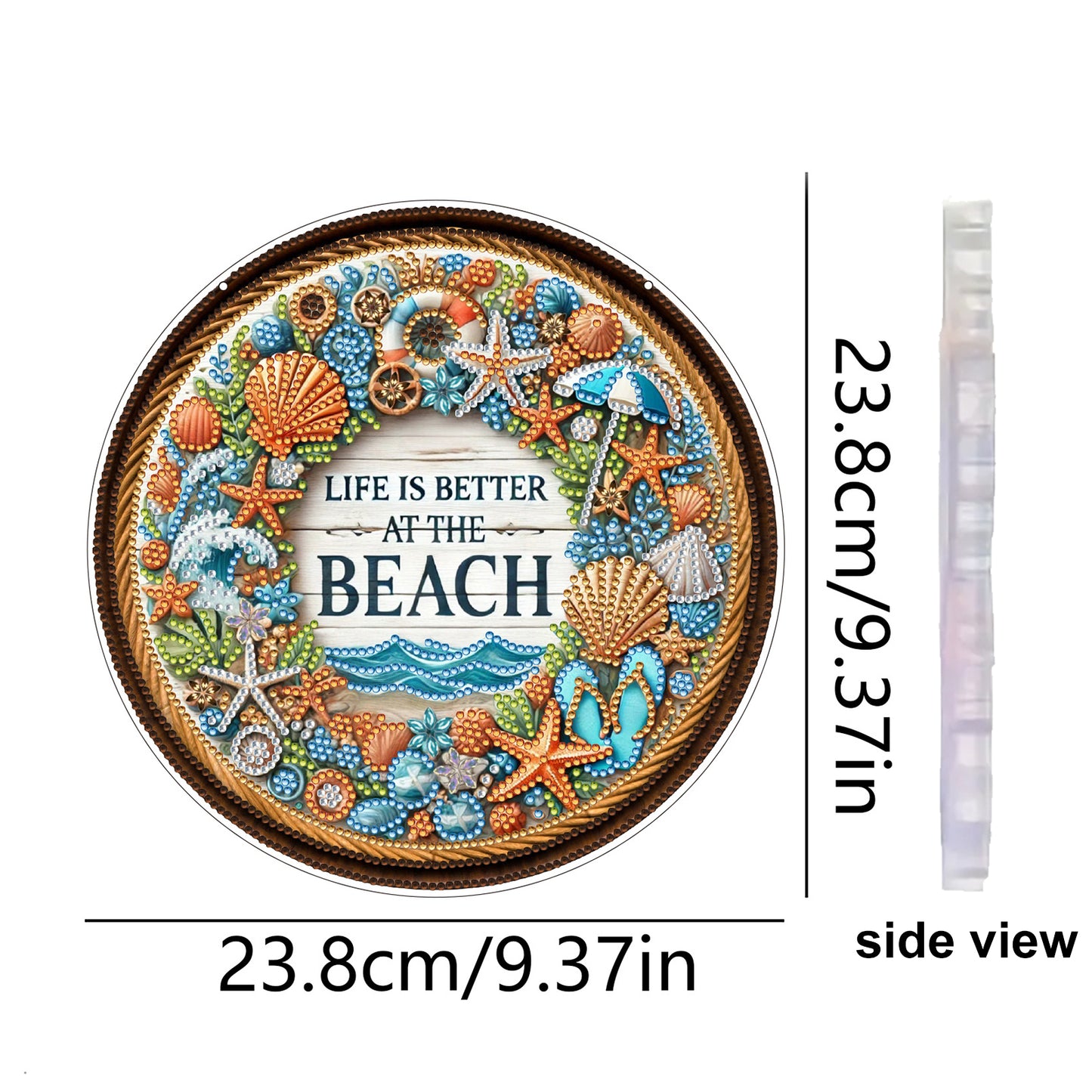 Seashell 2D Flat DIY Diamond Art Pendant for Adults Gift Home Window Wall Decor