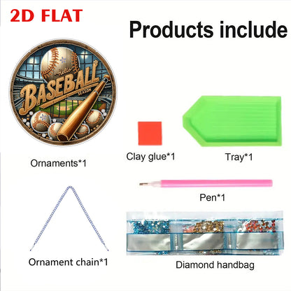 Baseball 2D Flat DIY Diamond Art Pendant for Adults Gift Home Window Wall Decor