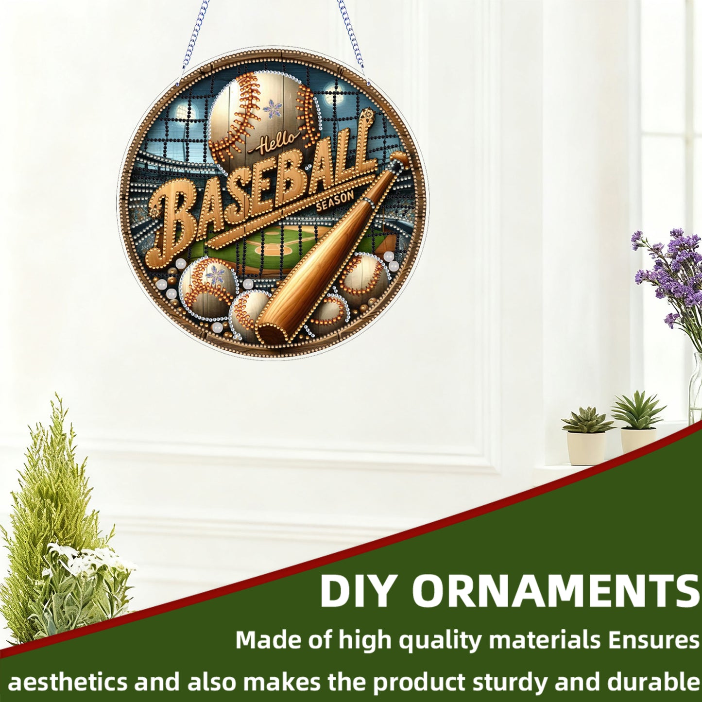 Baseball 2D Flat DIY Diamond Art Pendant for Adults Gift Home Window Wall Decor