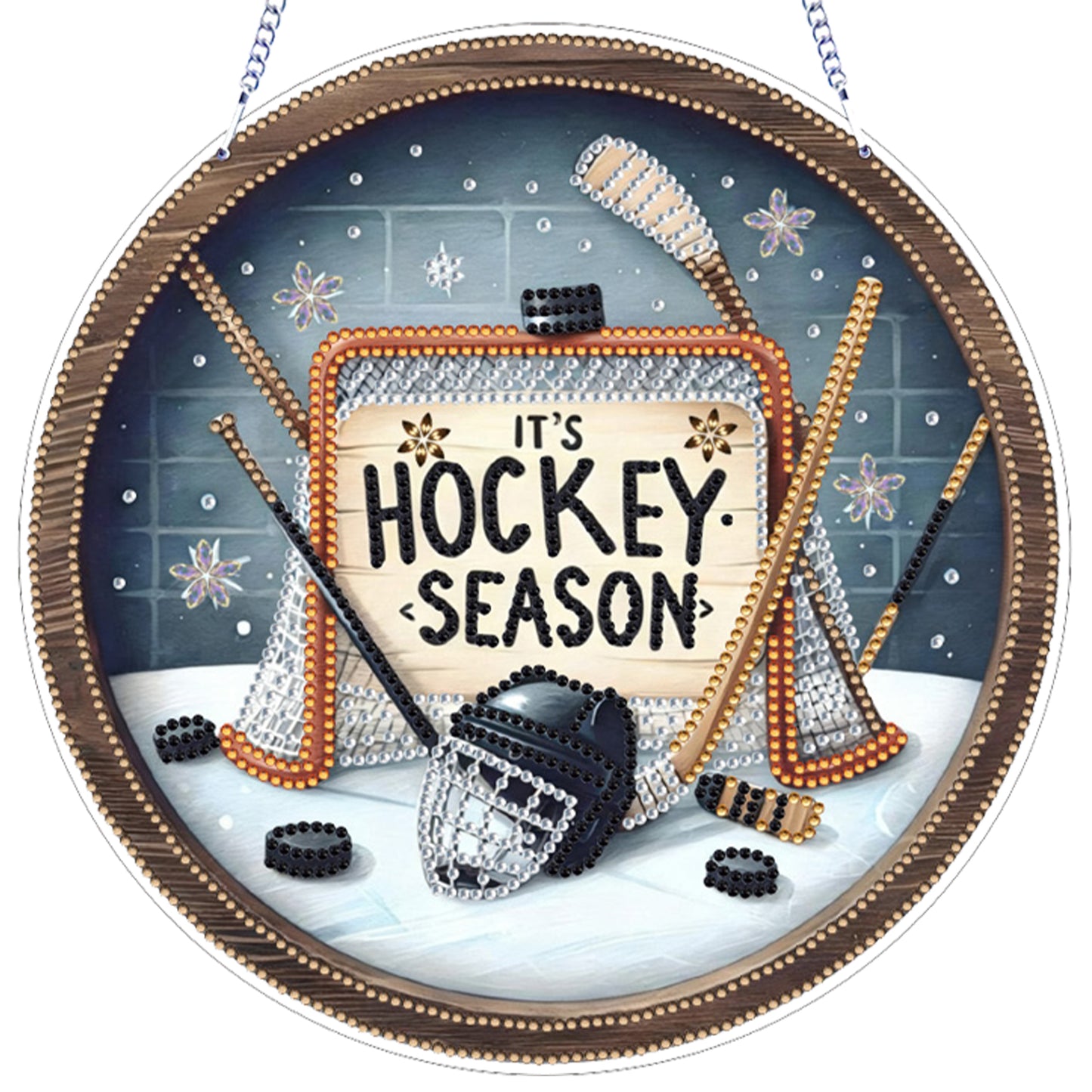Hockey 2D Flat DIY Acrylic Diamond Art Pendant for Adults Gift Home Window Decor