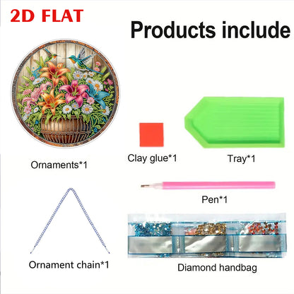 Flower 2D Flat DIY Acrylic Diamond Art Pendant for Adults Gift Home Window Decor