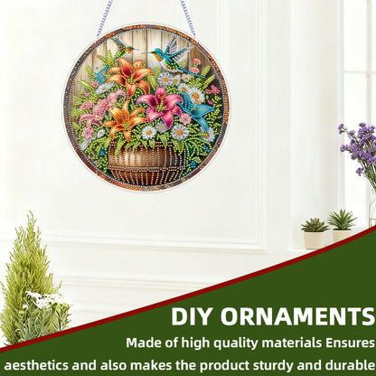 Flower 2D Flat DIY Acrylic Diamond Art Pendant for Adults Gift Home Window Decor