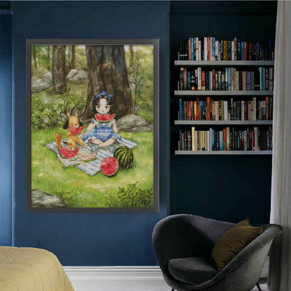 Forest Girl'S Diary: Eating Watermelon - 14CT Stamped Cross Stitch 46*60CM(Xiaobai)